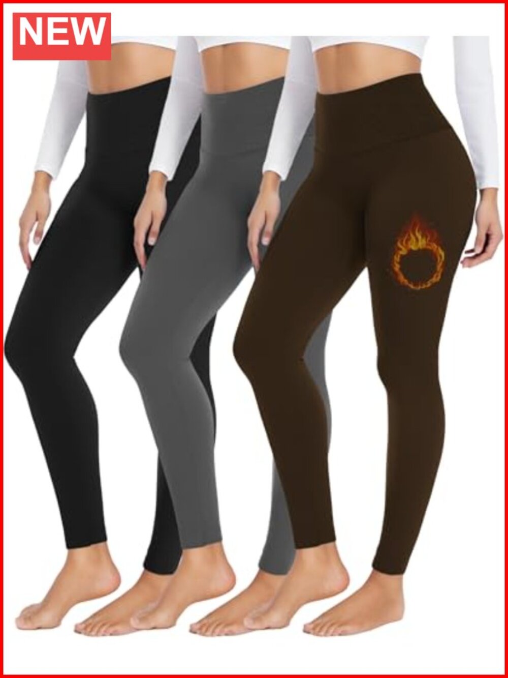 Fleece Lined High Waisted Leggings Tummy Control Thermal Winter Yoga Pants No